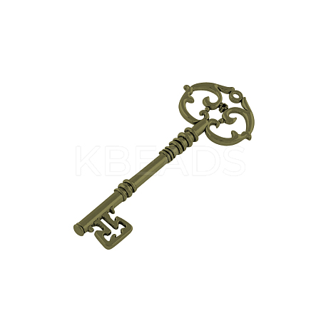 Skeleton Key Tibetan Style Alloy Big Pendants TIBEP-S293-033AB-FF-1