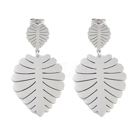 Non-Tarnish Leaf 304 Stainless Steel Dangle Earrings EJEW-L283-103P-1