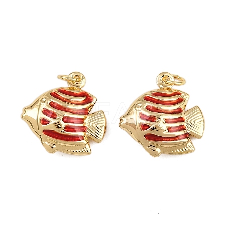 Brass Enamel Fish Pendants KK-I377-05G-B04-1