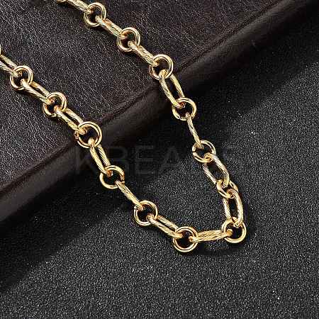 304 Stainless Steel Oval Link Chain Necklaces for Women Men NJEW-A054-01G-1
