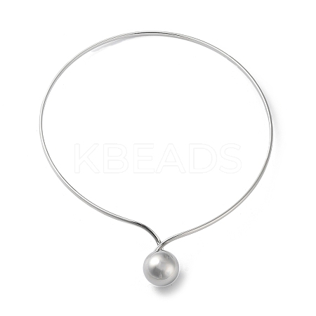 Non-Tarnish 304 Stainless Steel Round Ball Pendant Choker Necklaces NJEW-D058-01P-1