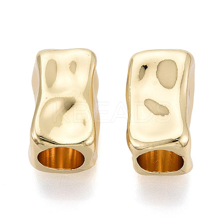 Textured Rack Plating Alloy Large Hole Beads PALLOY-T091-44G-1