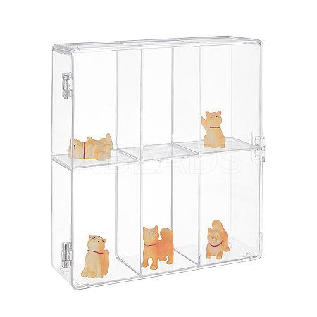 2-Tier 6 Grids Transparent Plastic Action Figures Display cases ODIS-WH0020-90-1