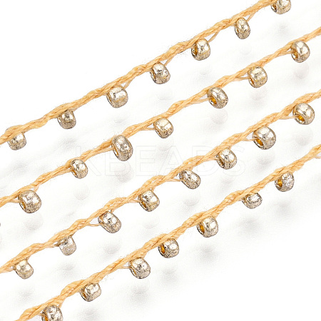 Plated Seed Beads Cords OCOR-R039-J03-1