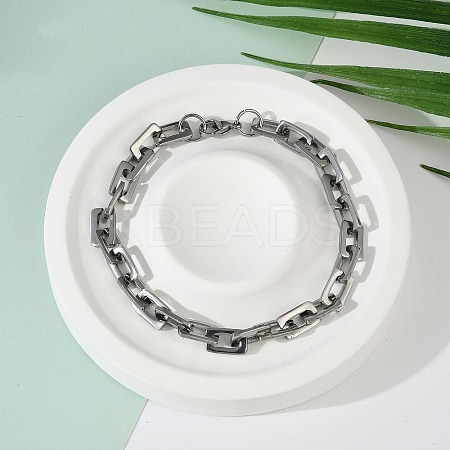 Tarnish Resistant Rectangle 201 Stainless Steel Chain Bracelets BJEW-N240-06P-1