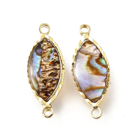 Brass Pave Natural Paua Shell Connector Charms KK-E794-01G-09-1
