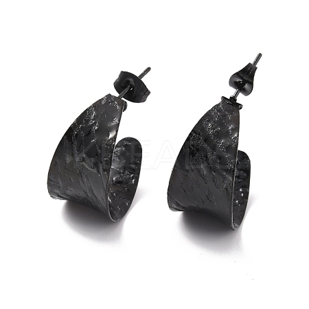 Ion Plating(IP) 304 Stainless Steel Chunky C-shape Stud Earrings EJEW-P198-08EB-1