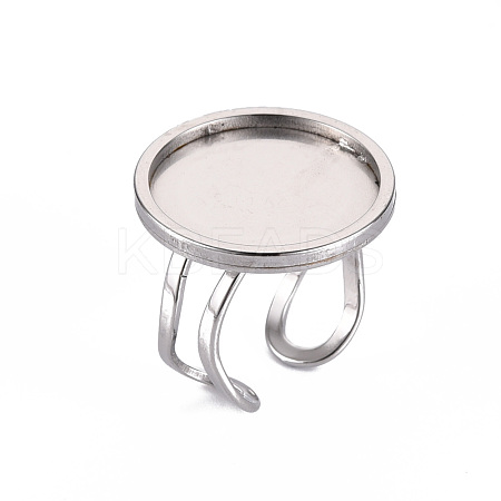 Non-Tarnish 201 Stainless Steel Cuff Pad Ring Settings X-STAS-S080-040F-P-1