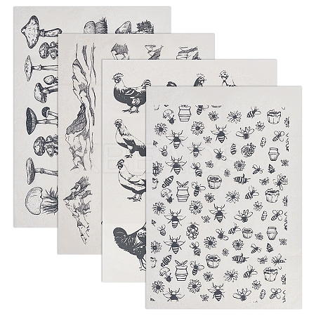 4Sheets 4 Styles Paper Ceramic Decals DIY-OC0014-68-1