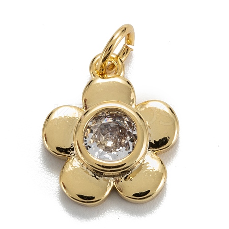 Brass Cubic Zirconia Charms KK-G399-06C-1