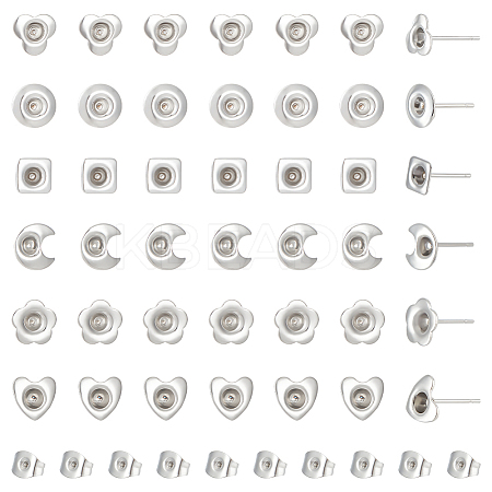 84Pcs 6 Style 201 Stainless Steel Stud Earring Findings STAS-UN0057-42-1