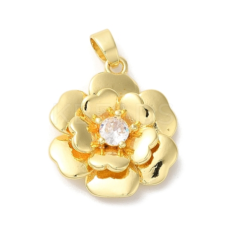 Rack Plating Brass Micro Pave Clear Cubic Zirconia Pendants X-KK-U022-04G-1