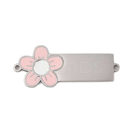 304 Stainless Steel Pink Enamel Connector Charms STAS-P377-14P-B-1