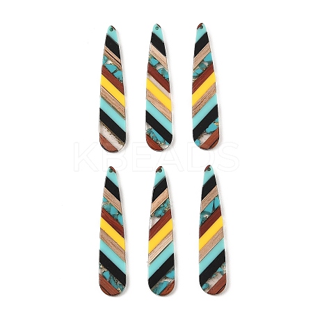Transparent Resin & Walnut Wood Big Pendants RESI-E050-01A-05-1