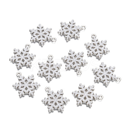 Snowflake Alloy Enamel Pendants X-ENAM-R041-34-1