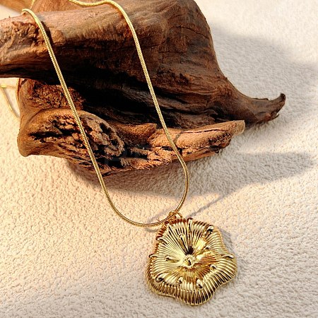 304 Stainless Steel Flower Pendant Necklaces for Women NJEW-U038-01G-1