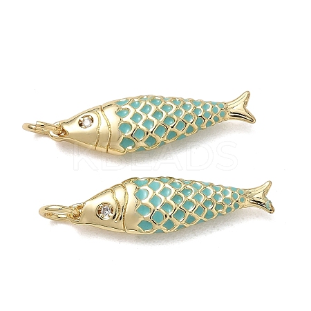 Brass Micro Pave Clear Cubic Zirconia Pendants KK-G522-43G-04A-1