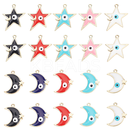 40Pcs 10 Style Rack Plating Alloy Enamel Pendants ENAM-NB0001-85-1