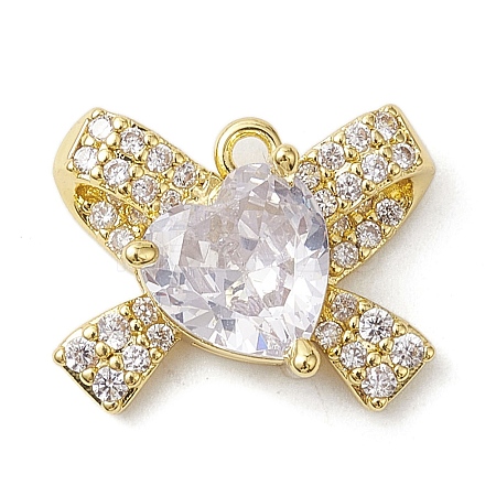 Rack Plating Brass Micro Pave Clear Cubic Zirconia Pendants KK-H463-10G-01-1