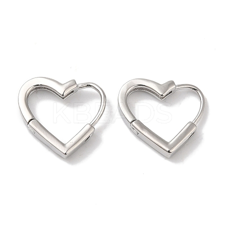 Heart Brass Hoop Earrings for Women EJEW-U008-04P-1