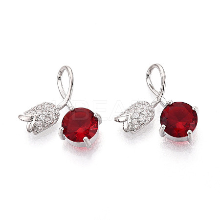 Brass Micro Pave Cubic Zirconia Pendants KK-T074-72P-02-1