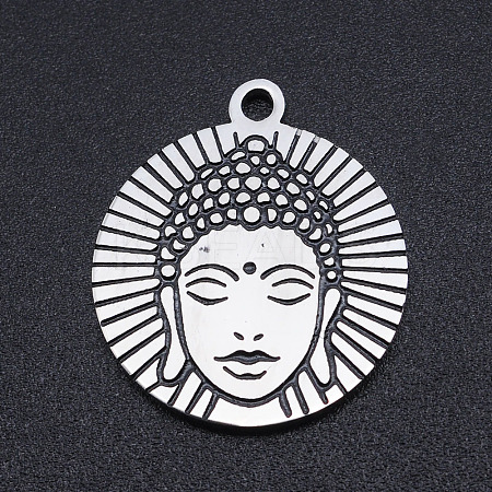 Non-Tarnish 201 Stainless Steel Etched Pendants STAS-N090-JN813-1