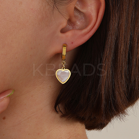 Vintage 201 Stainless Steel Heart Hoop Earrings JU3003-1