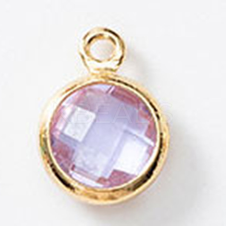 Birthstone Brass K9 Glass Charms KK-H002-28G-06-1