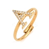 304 Stainless Steel Micro Pave Cubic Zirconia Cuff Open Rings LS-RJEW-D336-01G-10-2