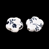 Floral Printed Porcelain Beads X-PORC-Q166-1-4