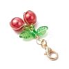 Cherry Copper Wire Wrapped Glass Pearl Pendant Decorations HJEW-JM03024-01-5