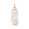 Natural Quartz Crystal Copper Wire Wrapped Pendants PALLOY-JF02534-2