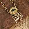 Alloy Rhinestone Evil Eye Pendant Necklaces NJEW-A037-01G-2