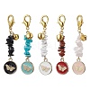 Flat Round with Butterfly Alloy Enamel Pendant Decorations HJEW-JM01516-S-1
