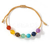 Chakra Natural Tiger Eye & Lapis Lazuli & Carnelian & Amethyst & Citrine & Green Aventurine & Synthetic Turquoise Round Beads Braided Bead Bracelets for Women WD1381-5