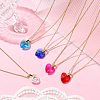 Heart Glass Pendant Necklaces NJEW-K117-01G-6