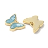 Rack Plating Brass & Shell Butterfly Charms with Epoxy Resin KK-K380-02G-2