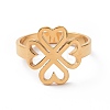 Ion Plating(IP) 201 Stainless Steel Heart Clover Finger Ring RJEW-J051-01G-2