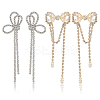 2 Pairs 2 Style Crystal Rhinestone Bowknot Dangle Stud Earrings EJEW-AN0002-31-1
