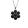 Natural Dyed & Heated Black Agate Flower Pendant Necklaces FO7861-6-1