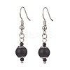Synthetic Black Stone & Glass Round Beaded Dangle Earrings EJEW-JE05163-1