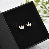 Brass Micro Pave Clear Cubic Zirconia Stud Earrings EJEW-R016-01G-04-3