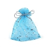 Silver Stamping Star Organza Printed Gift Drawstring Bags PW-WG4192C-02-1