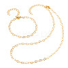 Brass Heart Link Chain Bracelet & Necklace with 304 Stainless Steel Lobster Claw Clasps SJEW-TA0001-03-1