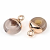 Natural Dragon Veins Agate Flat Round/Donut Charms G-I347-15-3
