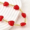 Brass & ABS Imitation Pearl Heart and Round Beaded Necklaces for Women NJEW-D314-11A-G-2