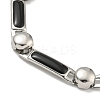 304 Stainless Steel Enamel Rectangle Link Chain Bracelets with Glitter Powder BJEW-S153-04P-02-2