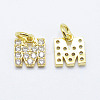 Brass Micro Pave Grade AAA Cubic Zirconia Charms X-ZIRC-P067-11G-M-NR-1