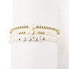 3Pcs 3 Style Natural White Jade & Synthetic Turquoise(Dyed) & Hematite Beaded Stretch Bracelets Set BJEW-JB07975-4