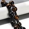 Natural Yellow Tiger Eye & Dyed Blue Tiger Eye 3-Hole Guru Beads Strands G-H064-E05-04A-2